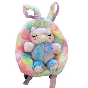 Girls Unicorn Rainbow Plush Mini Backpack Multicolor Accessory
